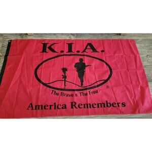 K.I.A. “America Remembers” Memorial Flag 3x5 ft – Red & Black – Military Tribute